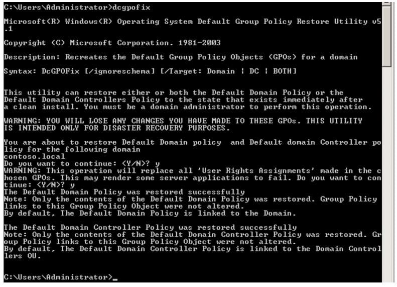 How to reset the Default Domain Policy