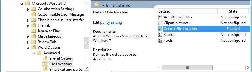 default file location