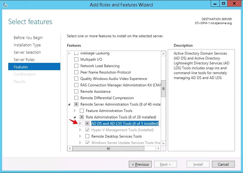 Active Directory Add Role and Features Wizard