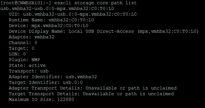 VMware core dump drive check