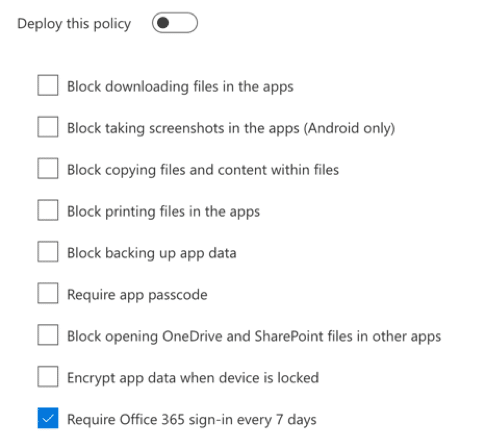 Mobile Access Control Policies