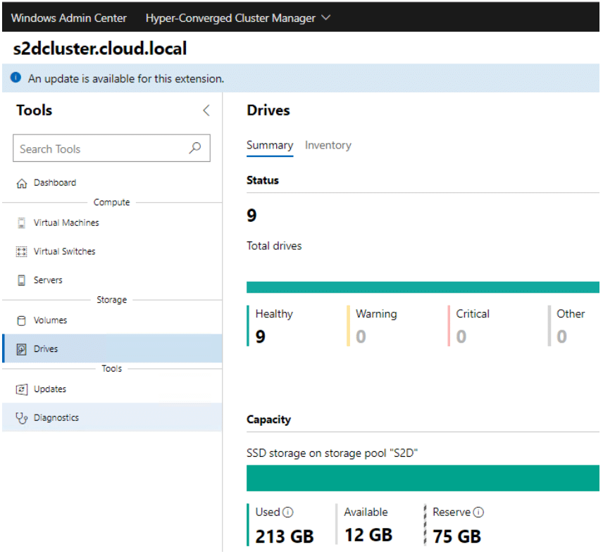 Viewing the disk health in a Storage Spaces Direct cluster