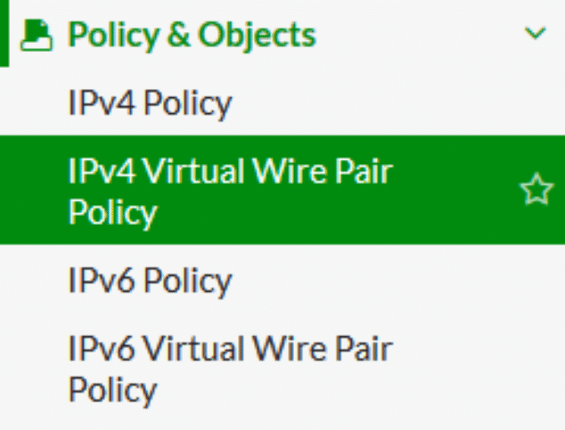 Virtual wire pair policies