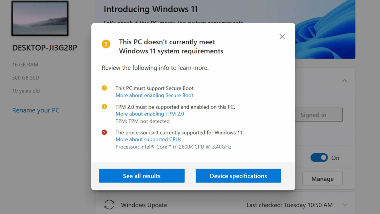 Windows 11 hardware compatibility